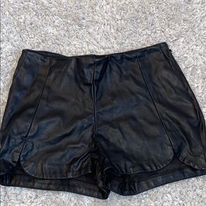 Black leather shorts